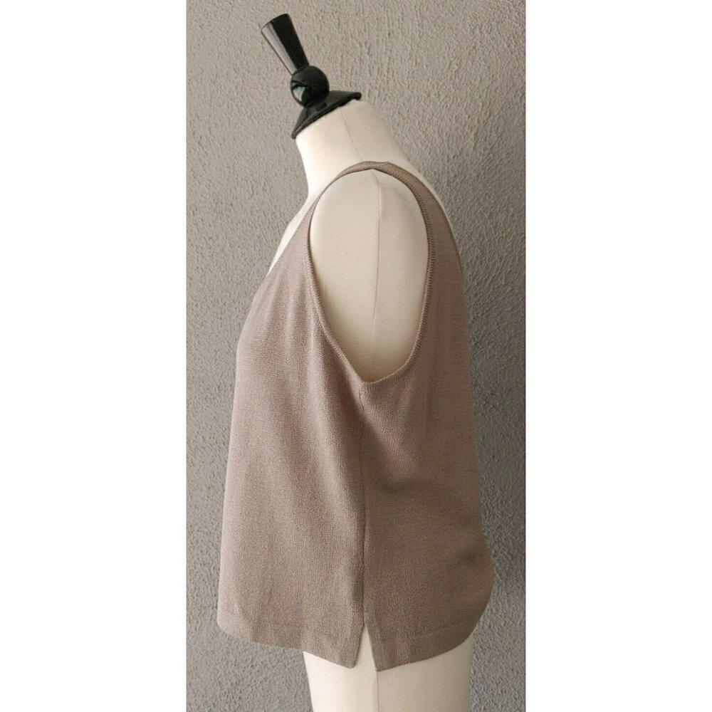 NWT ST. JOHN Wool Blend Scoop Neck Knit Shell Tank Top in Mocha Size Large - Picture 4 of 6
